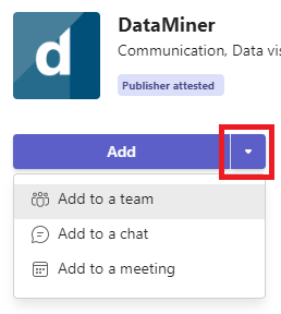 DataMiner app in Teams apps store