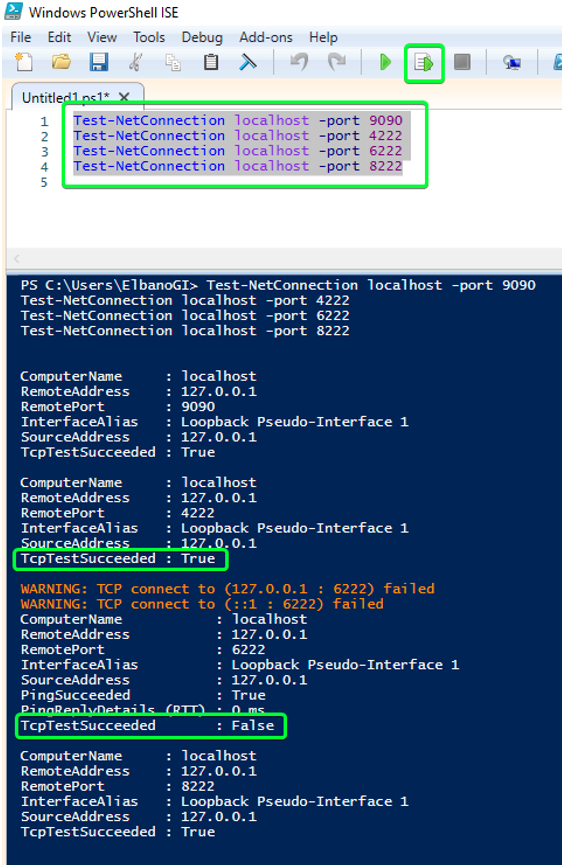 Example of 4 ports being tested on a local DMA
